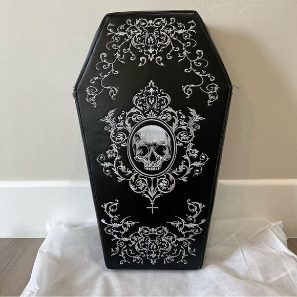 Widow x Dolls Kill whatnot Exclusive Black white Coffin skull Bag/backpack - Picture 3 of 10